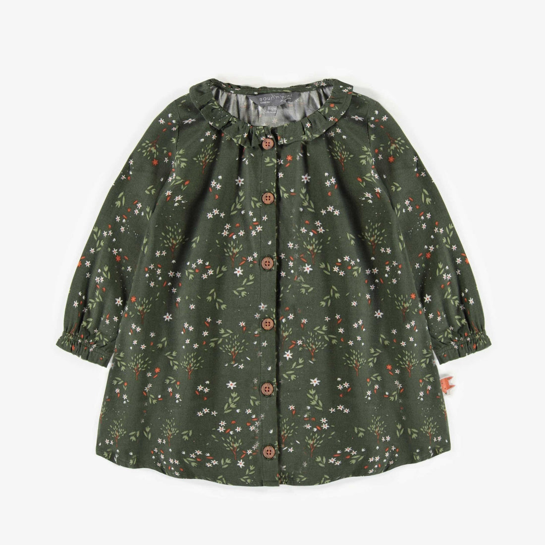 GREEN FLORAL DRESS IN VISCOSE, BABY