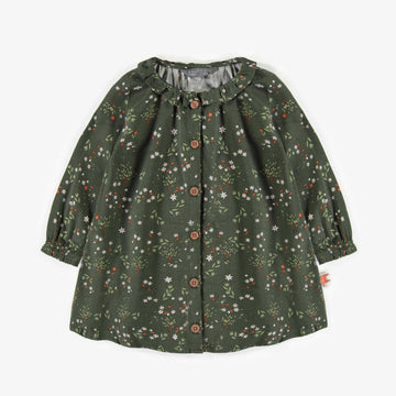 GREEN FLORAL DRESS IN VISCOSE, BABY