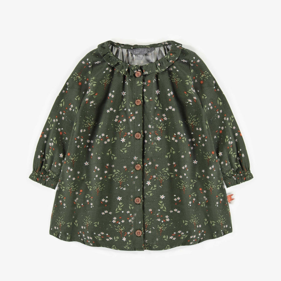 GREEN FLORAL DRESS IN VISCOSE, BABY