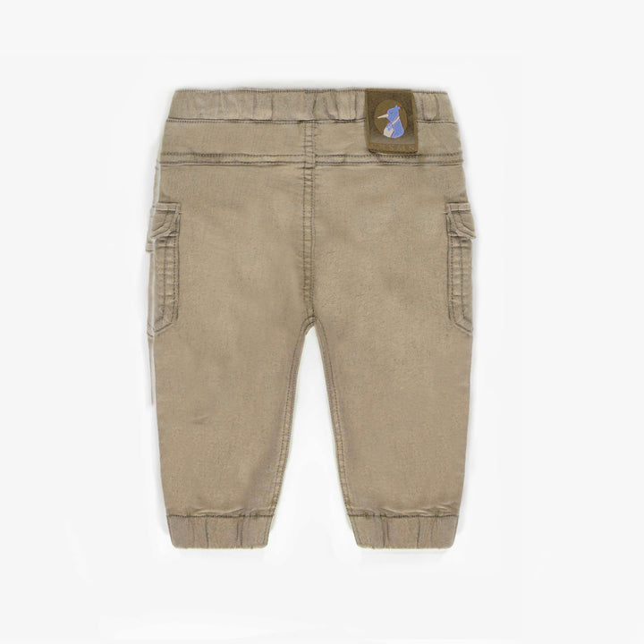 TAUPE DENIM PANTS WITH ELASTIC WAIST, BABY