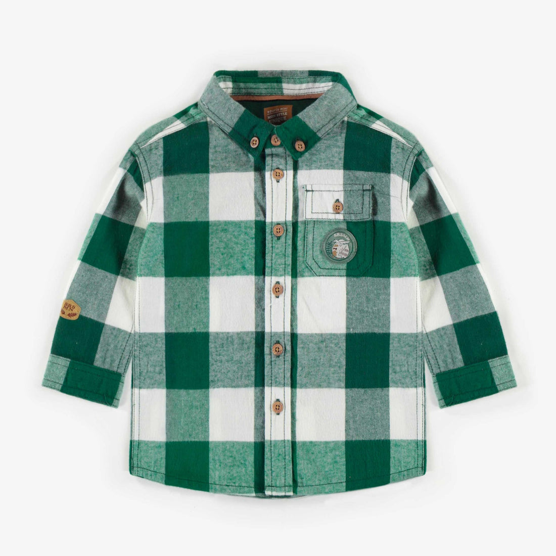 GREEN CHECKERED SHIRT IN BRUSHED FLANNEL, BABY