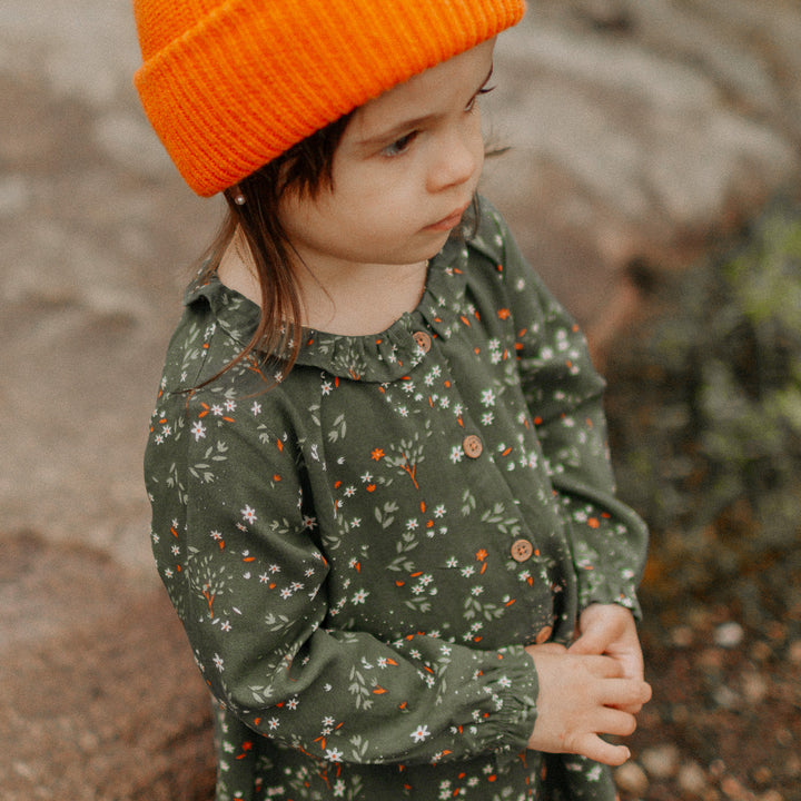 GREEN FLORAL DRESS IN VISCOSE, BABY