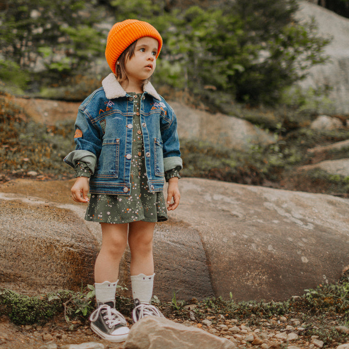 GREEN FLORAL DRESS IN VISCOSE, BABY