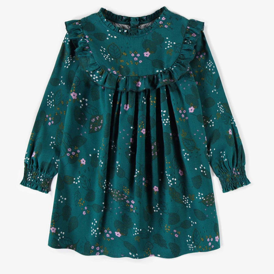 GREEN DRESS WITH FLOWERS IN VISCOSE, CHILD