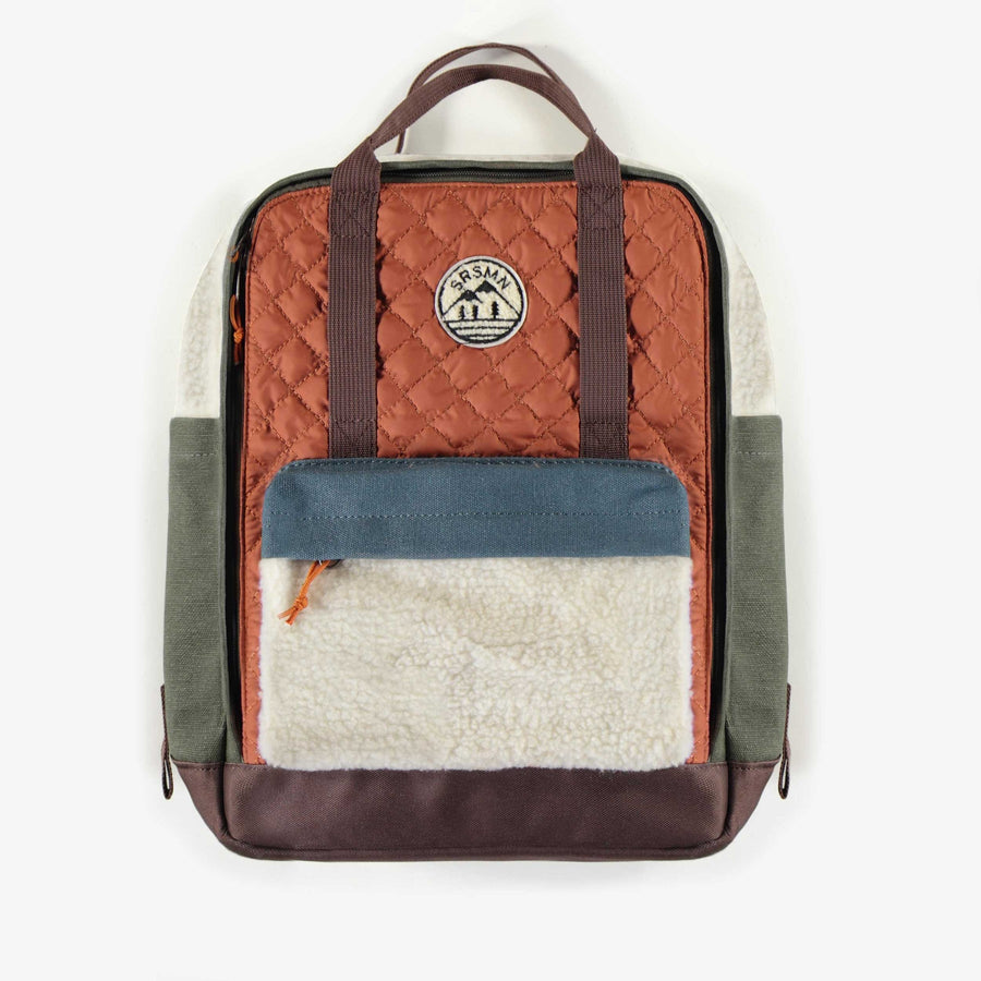 COLOR BLOCK BACKPACK WITH HANDLES, CHILD (RUST/GREEN)