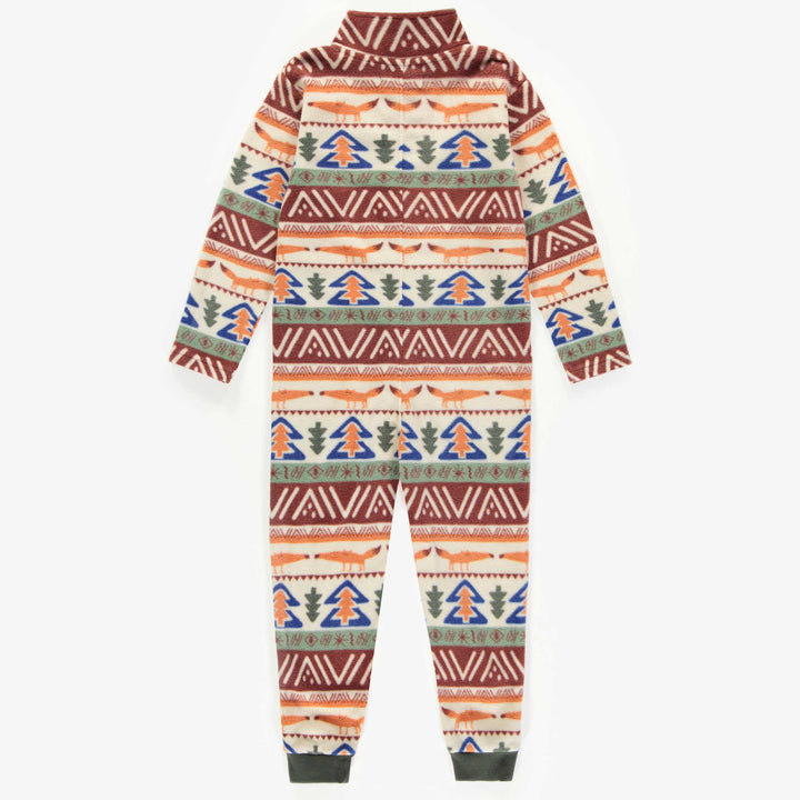 GREEN FLEECE ONE-PIECE WITH JACQUARD PATTERNS, CHILD