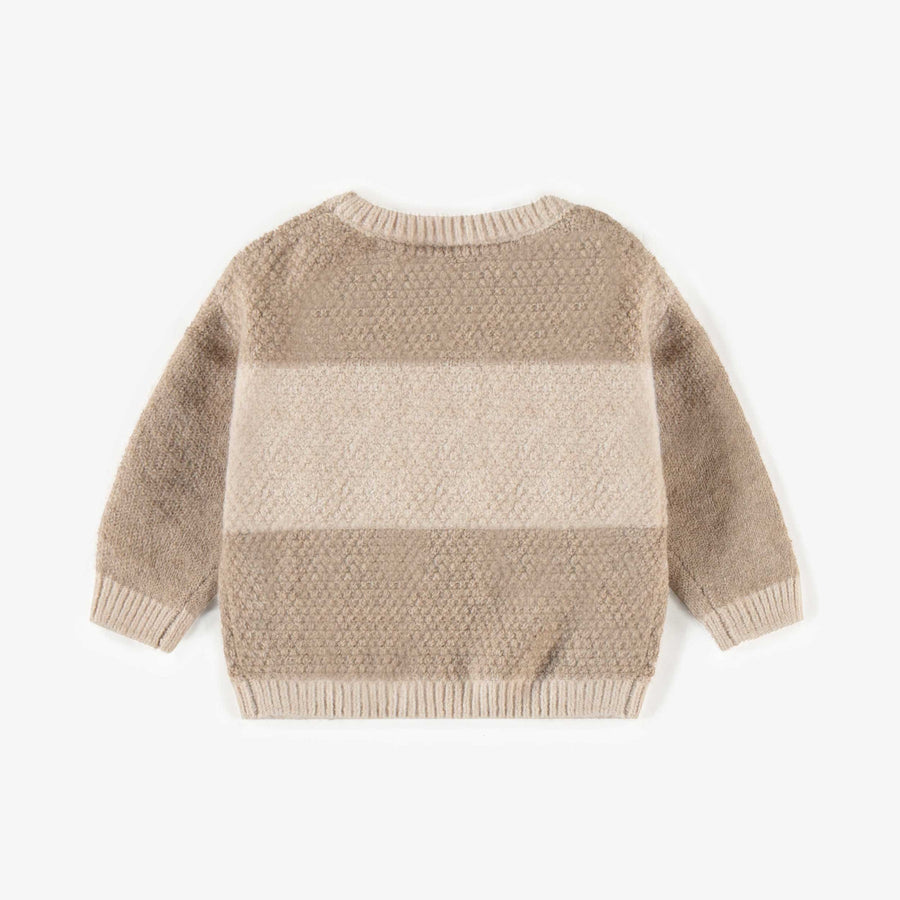 CREAM KNITTED CREWNECK IN RECYCLED POLYESTER, NEWBORN