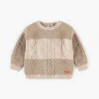 CREAM KNITTED CREWNECK IN RECYCLED POLYESTER, NEWBORN
