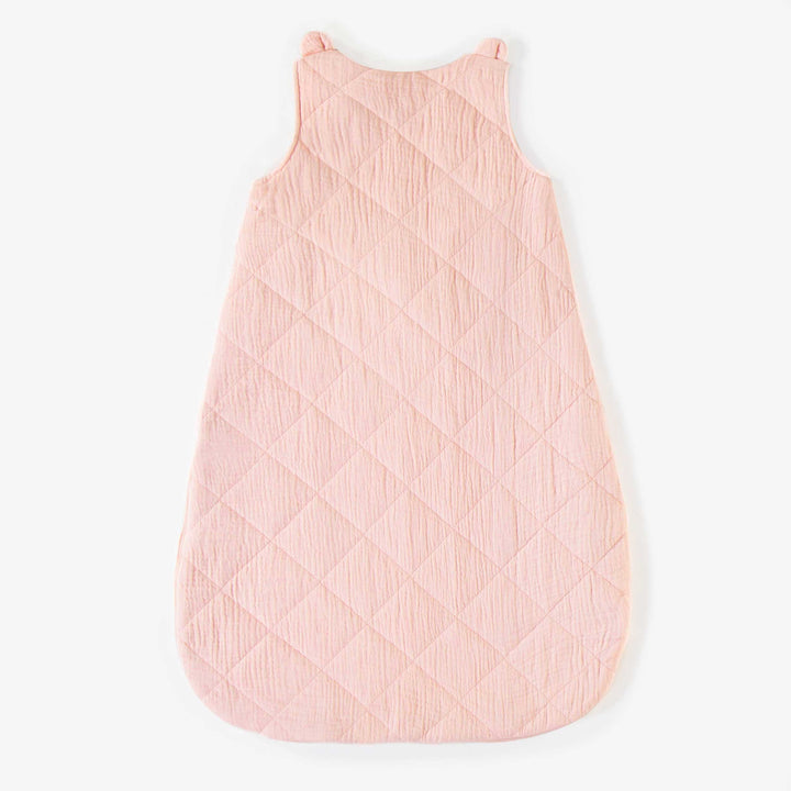 PINK QUILTED MUSLIN WEARABLE BLANKET IN ORGANIC COTTON, NEWBORN