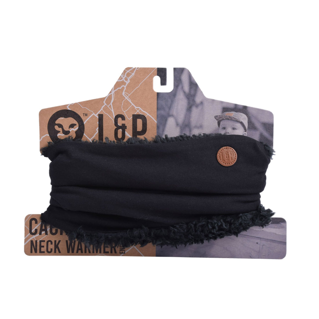 Sherpa-Lined Cotton Neck Gaiter (Black)