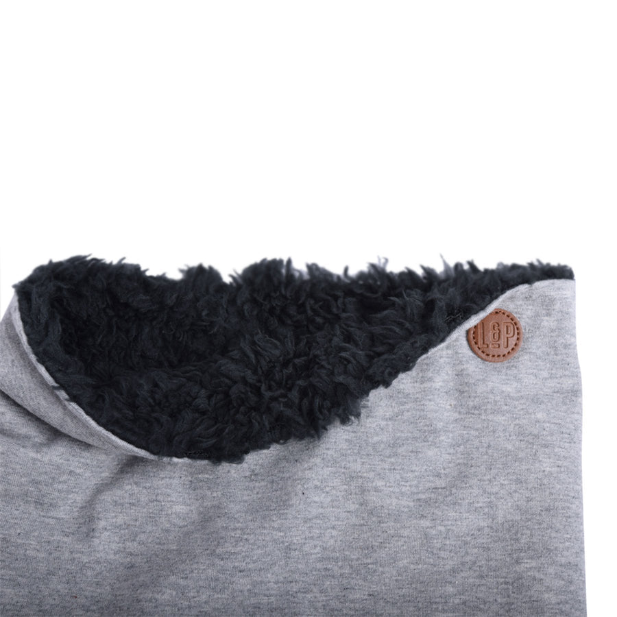 Sherpa-Lined Cotton Neck Gaiter (Gray)