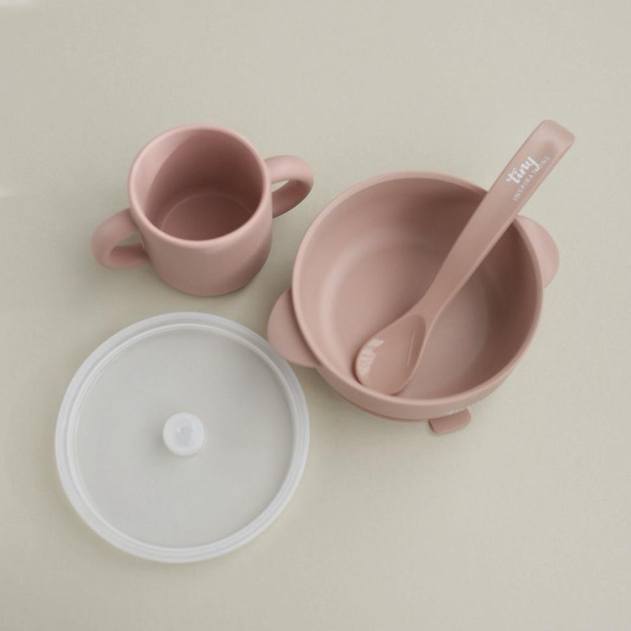 Silicone Bowl+Spoon and Cup Set - Rosewood