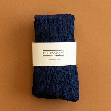 Navy Blue Cable Knit Tights