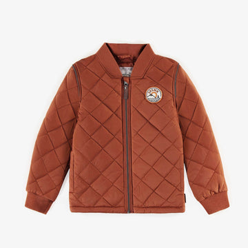 RUST COAT IN QUILTED NYLON, CHILD