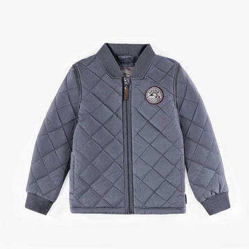 STEEL BLUE COAT IN QUILTED NYLON, CHILD