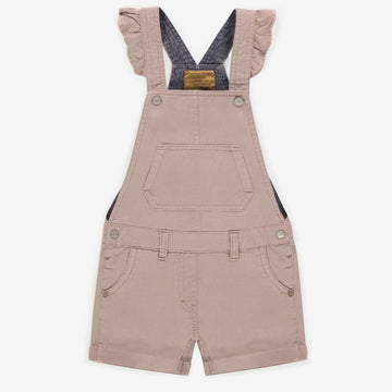 SHORT OVERALL IN PINK COLORED STRETCH DENIM, CHILD