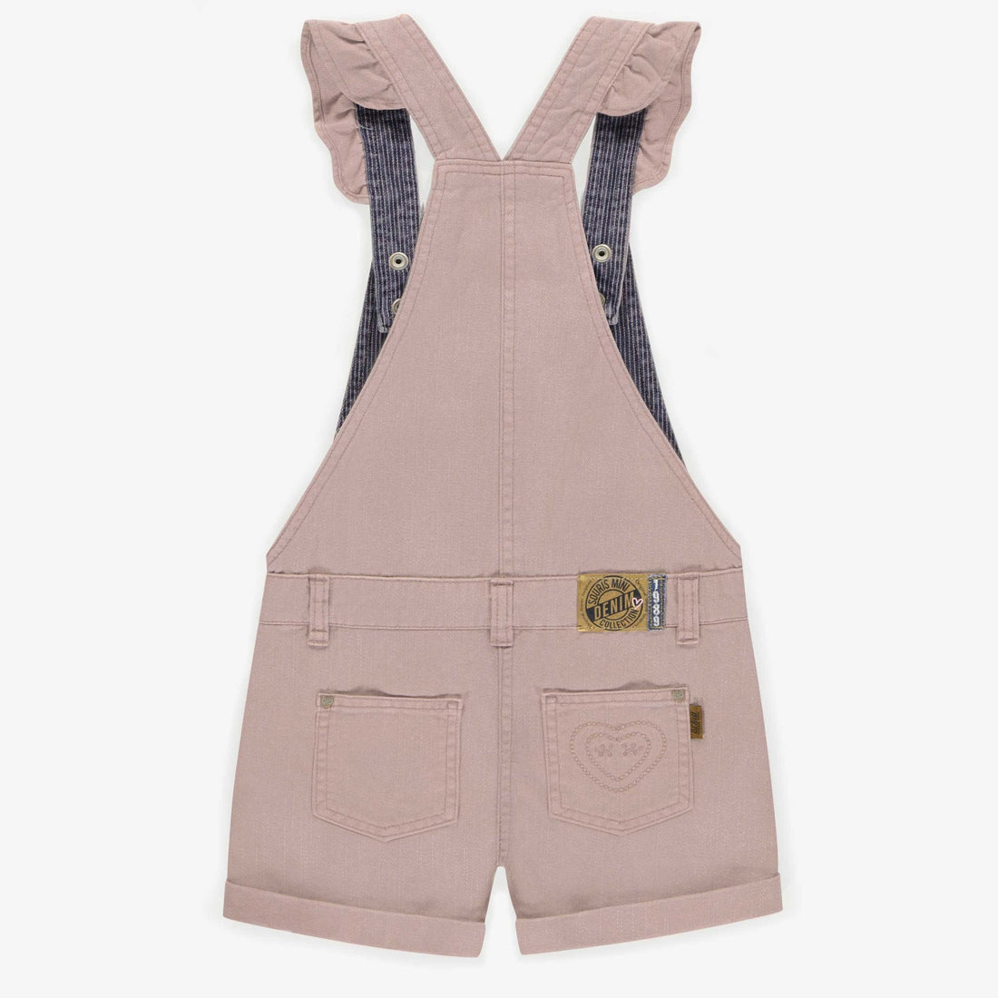 SHORT OVERALL IN PINK COLORED STRETCH DENIM, CHILD