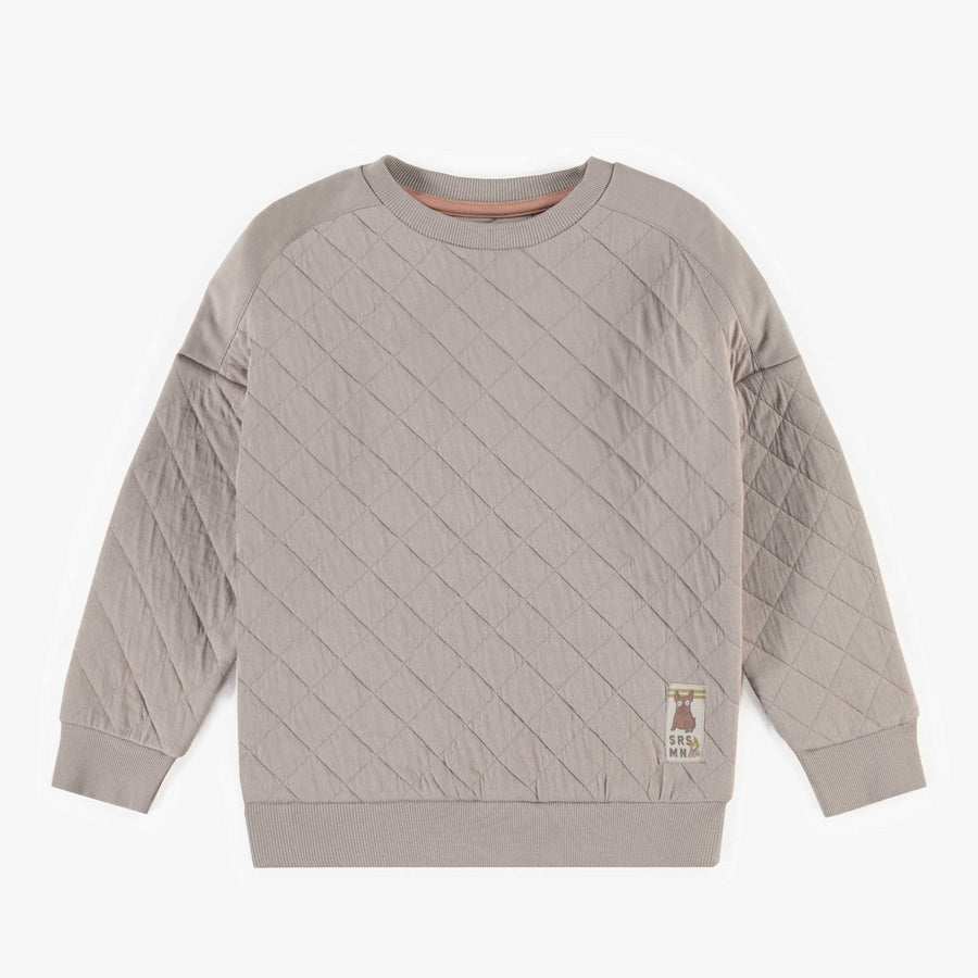 GREY SWEATER IN QUILTED JERSEY, CHILD