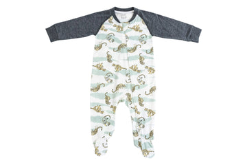 Bamboo Jersey One-Piece Zip Footed Sleeper - Jungle Stripes