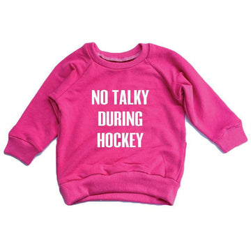 No Talky During Hockey Raglan - Bright Pink