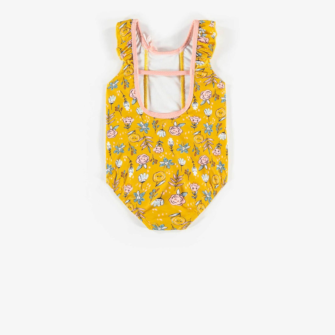 YELLOW FLORAL ONE-PIECE SWIMSUIT, BABY GIRL