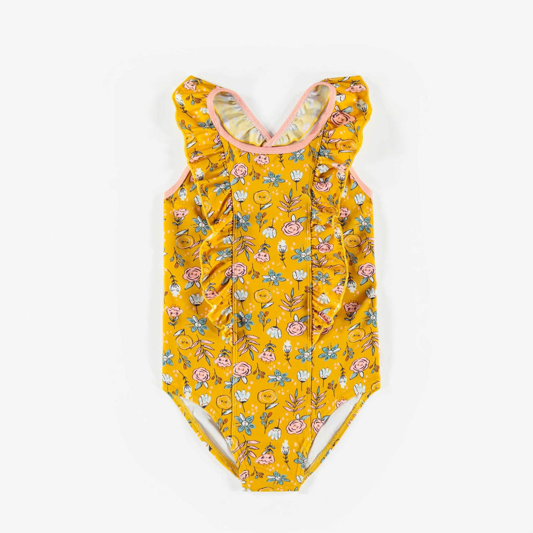 YELLOW FLORAL ONE-PIECE SWIMSUIT, GIRL