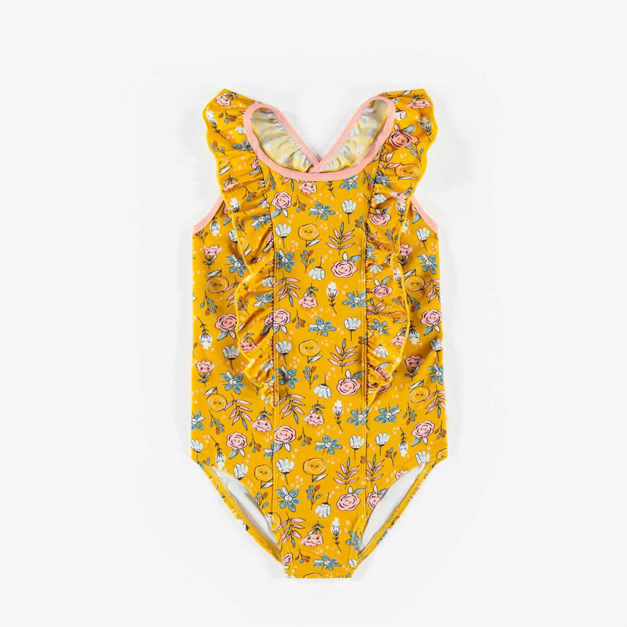 YELLOW FLORAL ONE-PIECE SWIMSUIT, GIRL