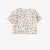 PATTERNED CROP T-SHIRT IN STRETCH COTTON, BABY