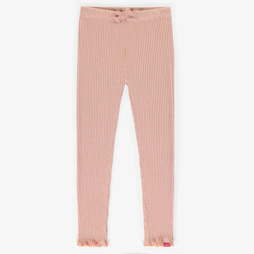 PINK LONG LEGGINGS IN STRETCH IRREGULAR RIB COTTON, CHILD