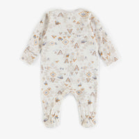 PYJAMA WITH ETHNIC PATTERNS IN ORGANIC COTTON, NEWBORN