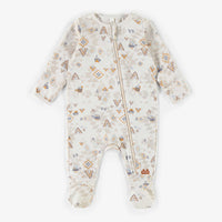 PYJAMA WITH ETHNIC PATTERNS IN ORGANIC COTTON, NEWBORN