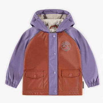 PURPLE AND RUST WATERPROOF COAT IN POLYURETHANE, BABY