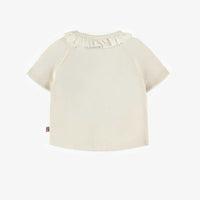 CREAM SHORT-SLEEVED T-SHIRT IN WAFFLE JERSEY, BABY