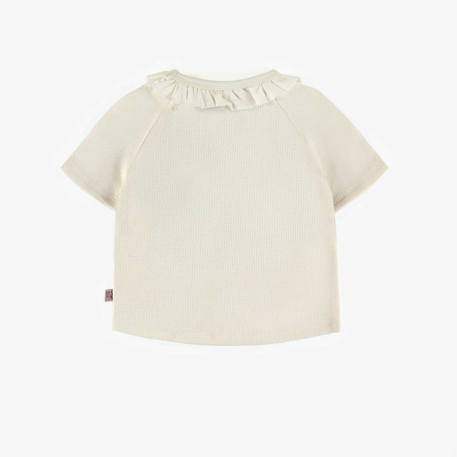 CREAM SHORT-SLEEVED T-SHIRT IN WAFFLE JERSEY, BABY