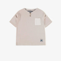 GREY SHORT-SLEEVED T-SHIRT IN WAFFLE JERSEY, BABY