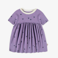 PURPLE DRESS WITH HEARTS IN SOFT JERSEY, BABY