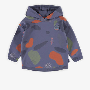 BLUE HOODIE WITH COLORED STAINS IN FRENCH TERRY, BABY