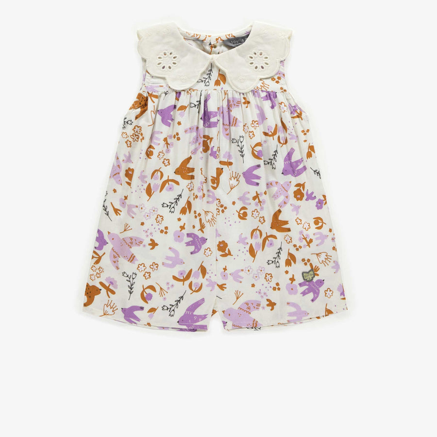 CREAM BIRDS PATTERN OVERALL IN VISCOSE, BABY