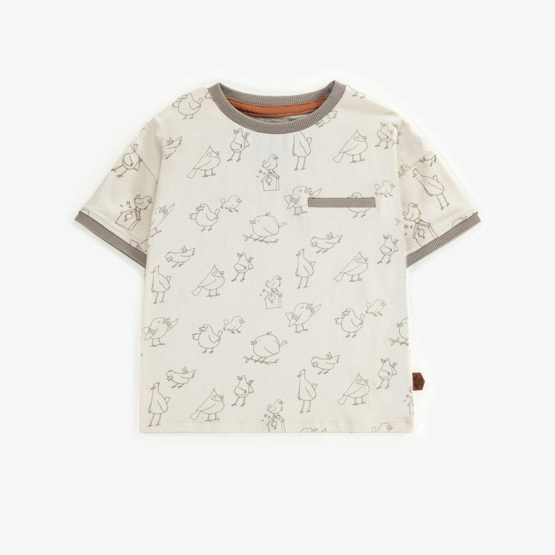 CREAM T-SHIRT WITH BIRDS PATTERN IN COTTON, BABY