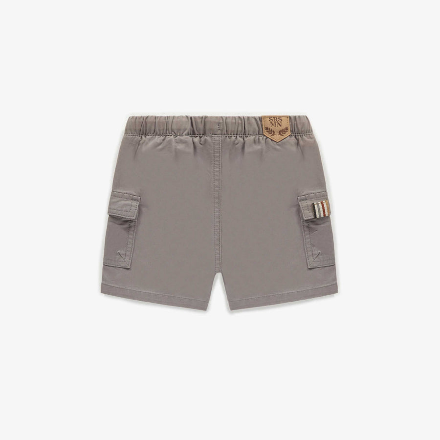 GREY SHORT IN TWILL WITH LARGE POCKETS, BABY