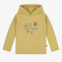 YELLOW HOODED SHIRT WITH LONG SLEEVES IN JERSEY, CHILD