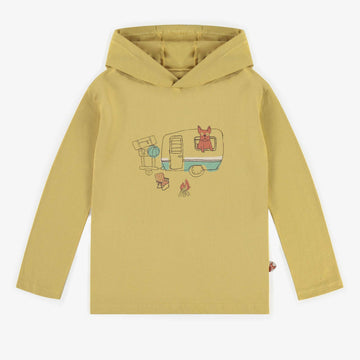 YELLOW HOODED SHIRT WITH LONG SLEEVES IN JERSEY, CHILD