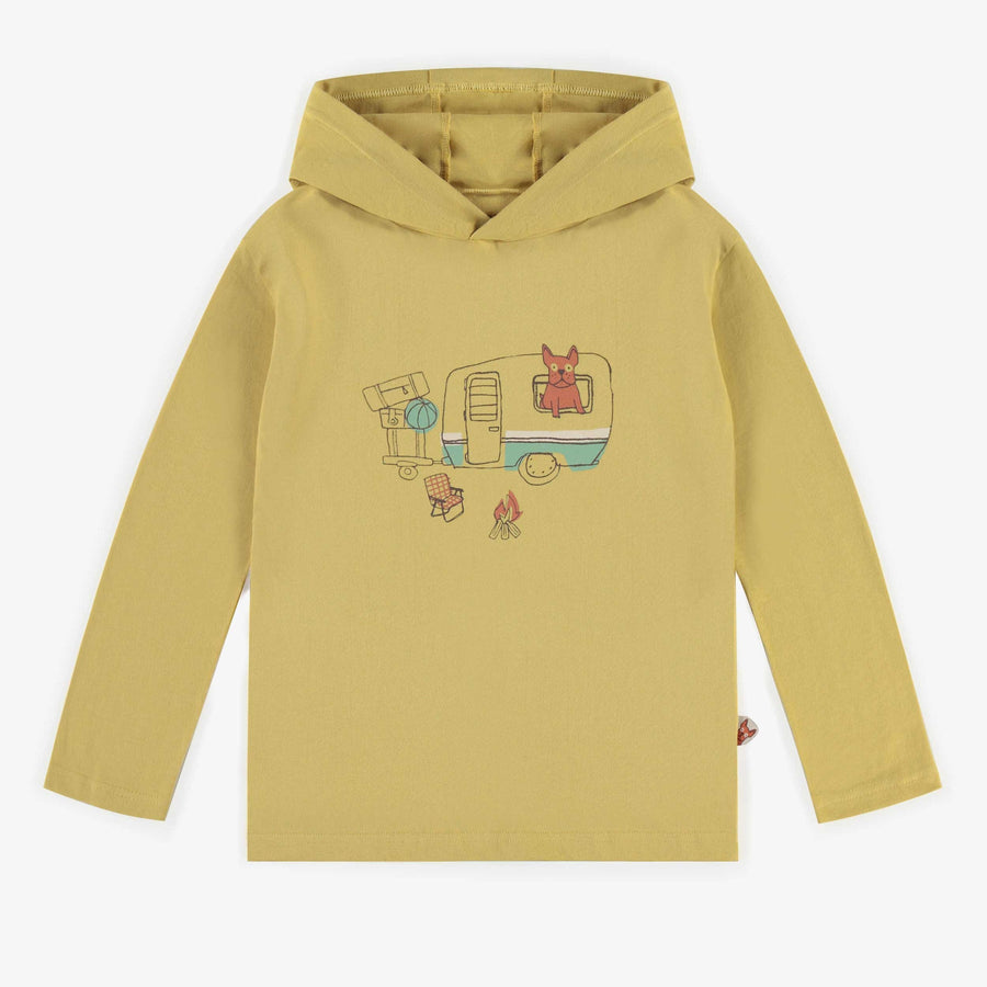 YELLOW HOODED SHIRT WITH LONG SLEEVES IN JERSEY, CHILD