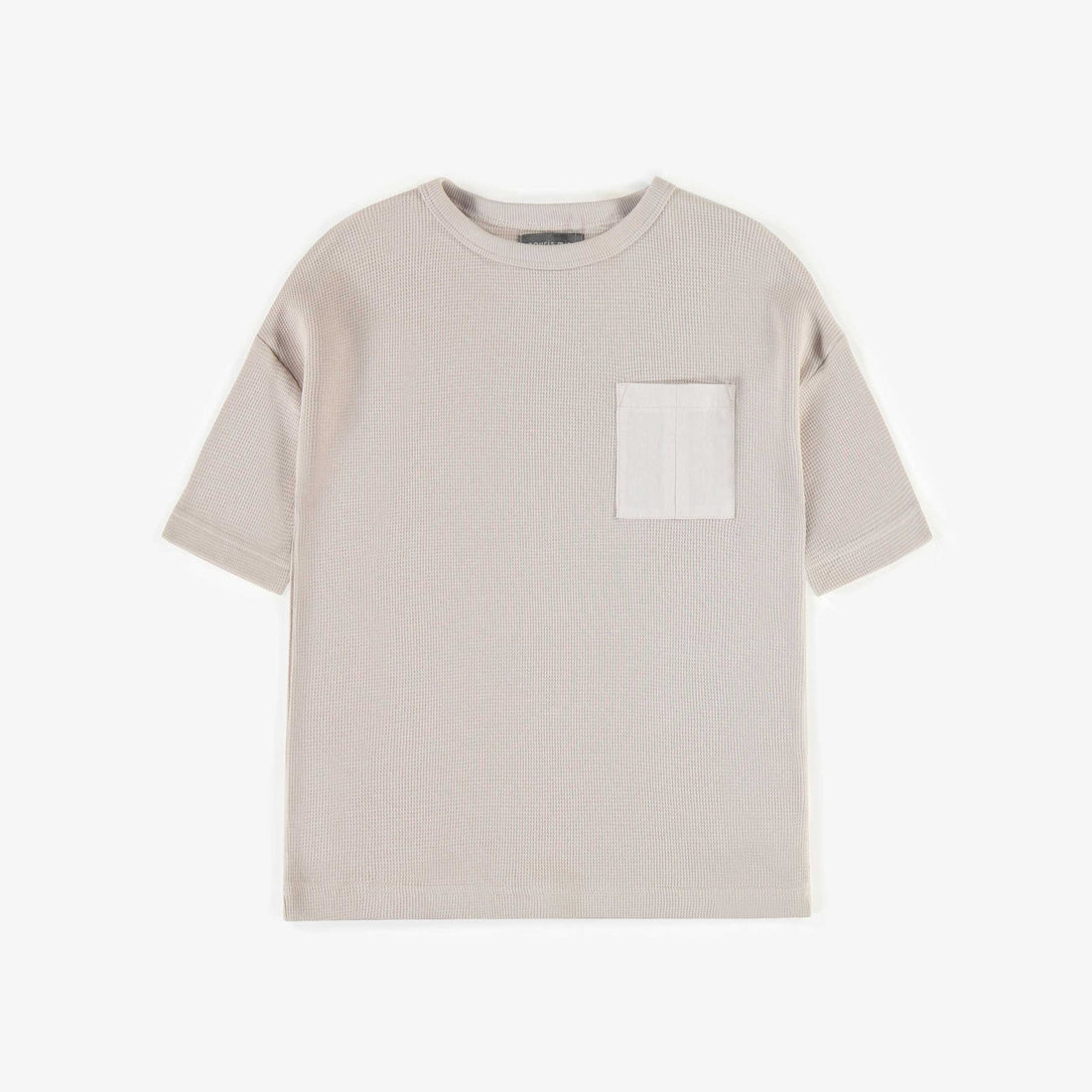 GREY SHORT-SLEEVED T-SHIRT IN WAFFLE JERSEY, CHILD