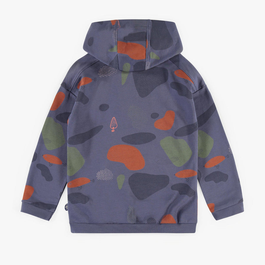 BLUE HOODIE WITH COLORED STAINS IN FRENCH TERRY, CHILD