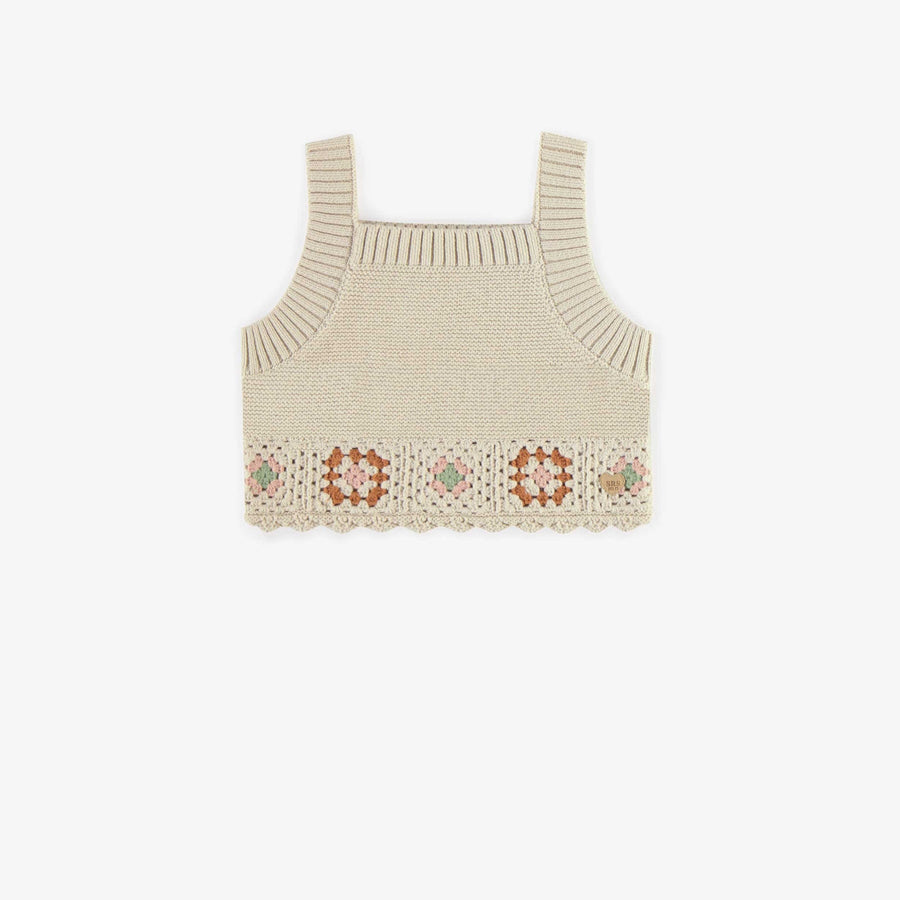 CREAM TANK TOP WITH MULTIPLE COLOR PATTERNS IN CROCHET, CHILD