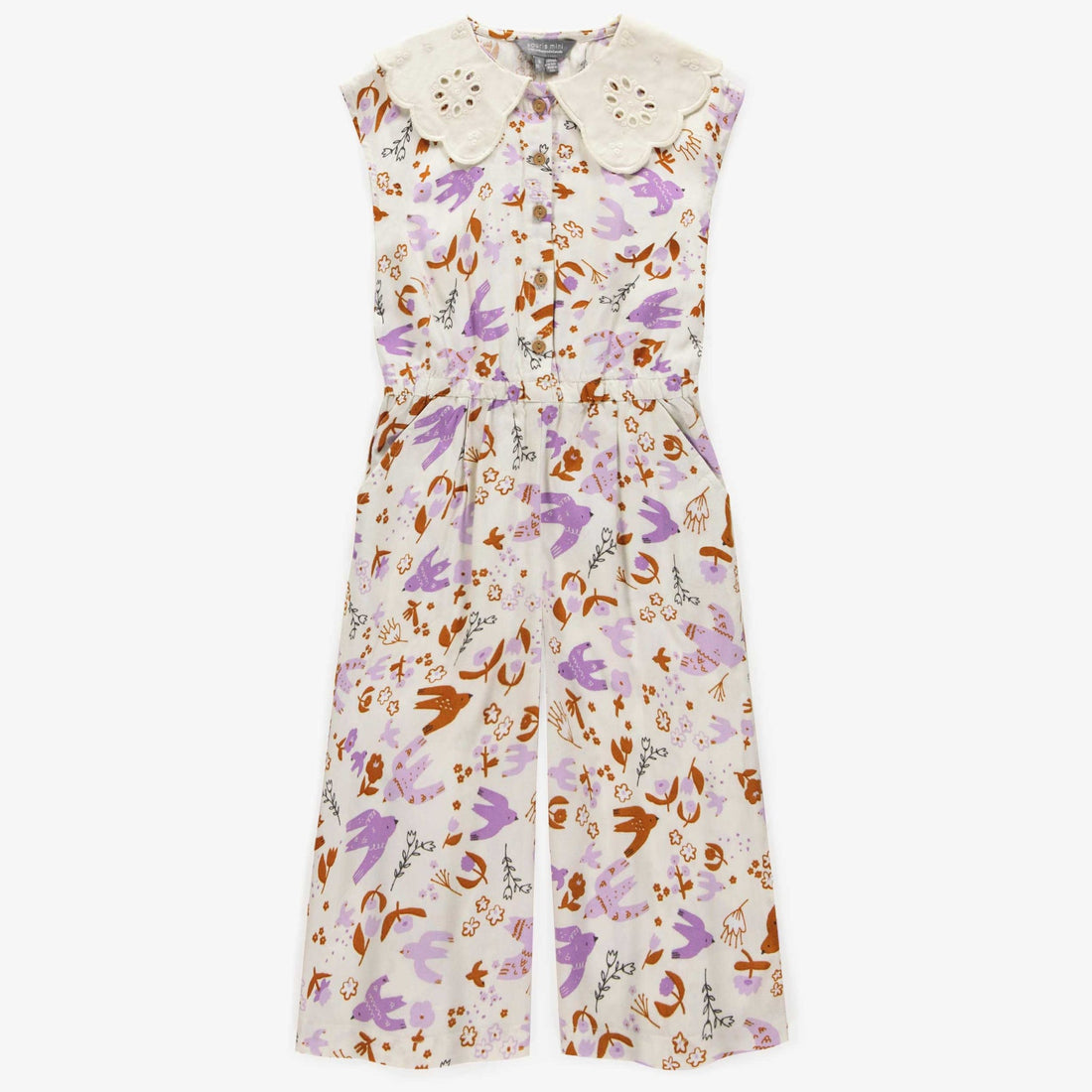 CREAM BIRDS PATTERN OVERALL IN VISCOSE, CHILD