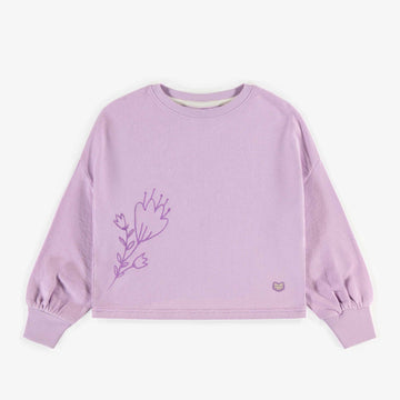 PURPLE WIDE LONG SLEEVES SWEATER IN CREPE FRENCH TERRY, CHILD