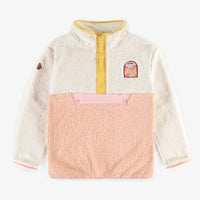 PINK COLOR BLOCK POLAR VEST WITH HIGH COLLAR, CHILD