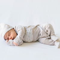 Velveteen Graphic Baby Footie in Light Grey